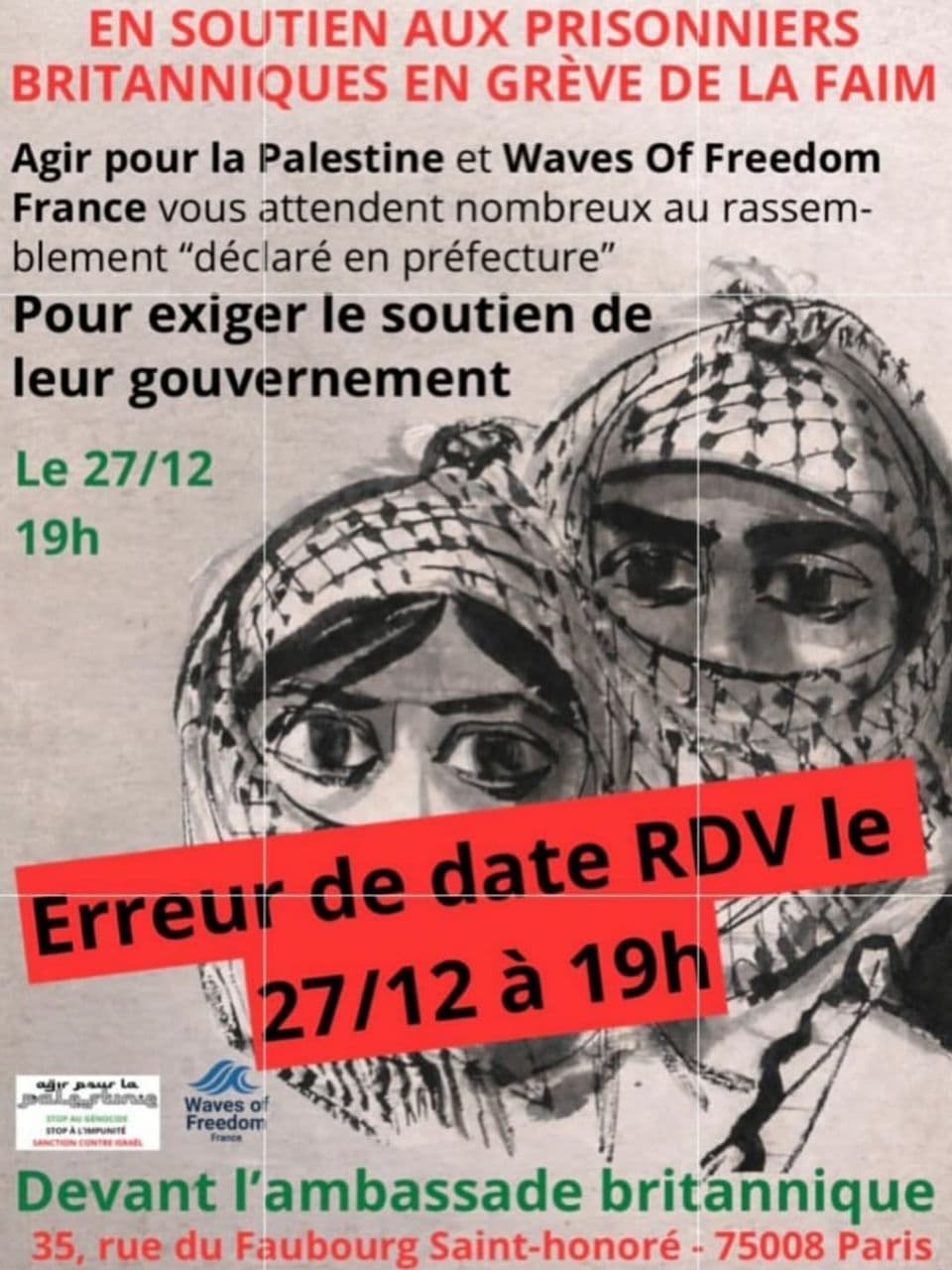 EN SOUTIEN AUX PRISONNIERS BRITANNIQUES EN GRÈVE DE LA FAIM