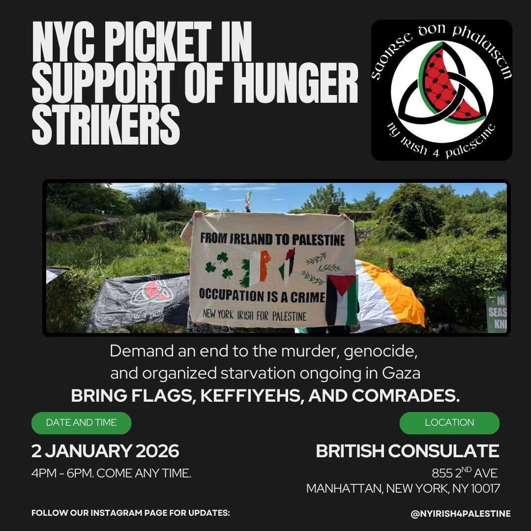 NYC PICKET IN SUPPORT OF HUNGER STRIKERS