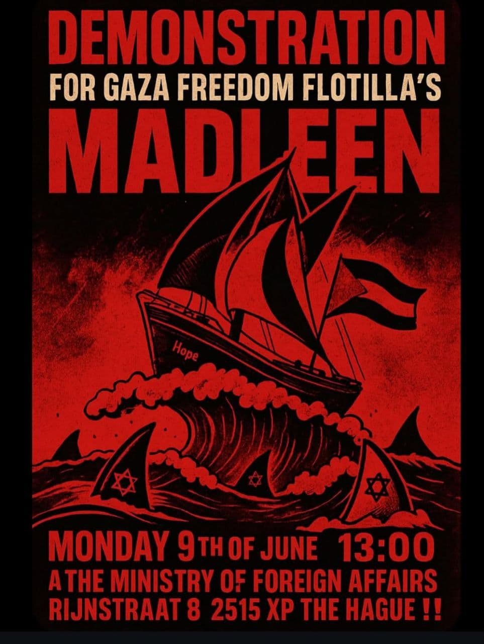 DEMONSTRATION FOR GAZA FREEDOM FLOTILLA'S MADLEEN