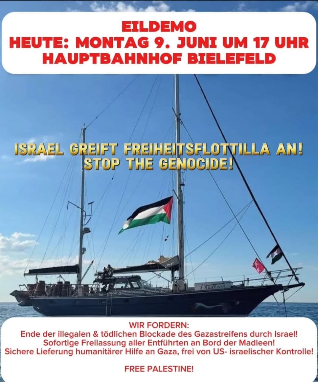 ISRAEL GREIFT FREIHEITSFLOTTILLA AN! STOP THE GENOCIDE!