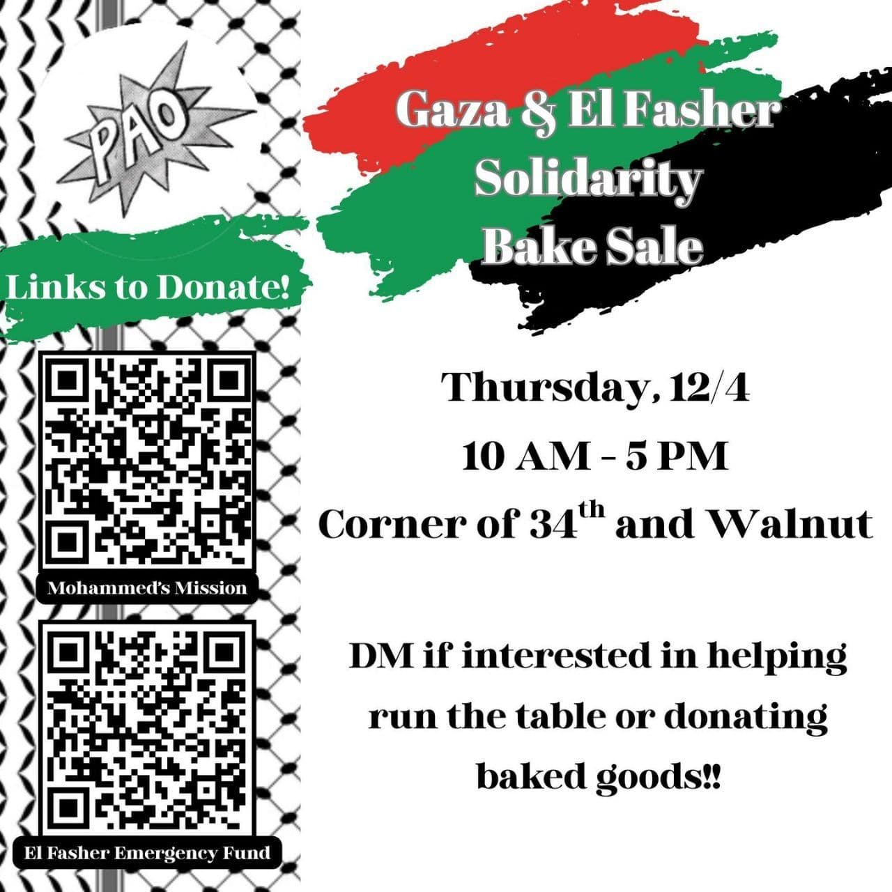 Gaza & El Fasher Solidarity Bake Sale