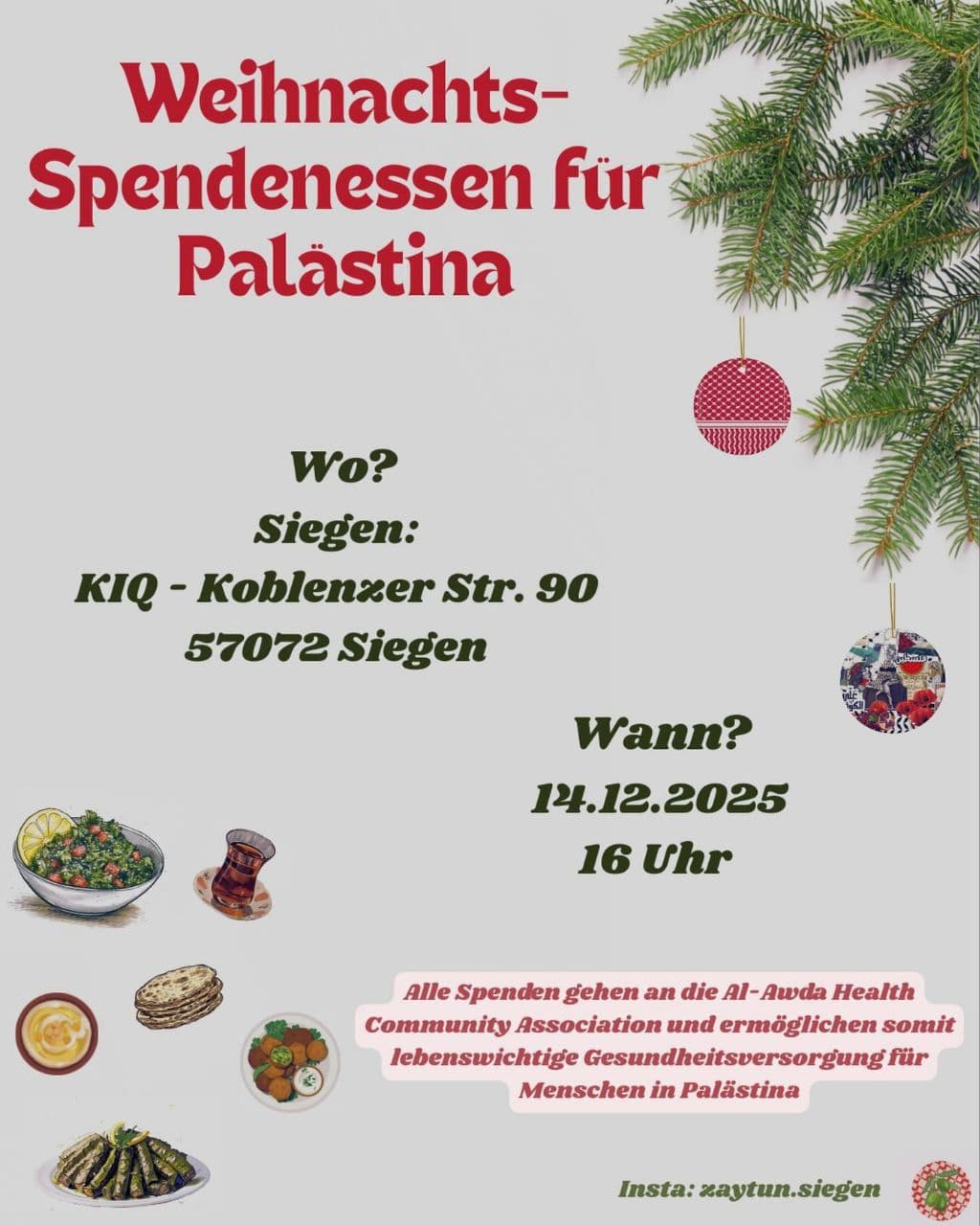 Weihnachts-Spendenessen für Palästina