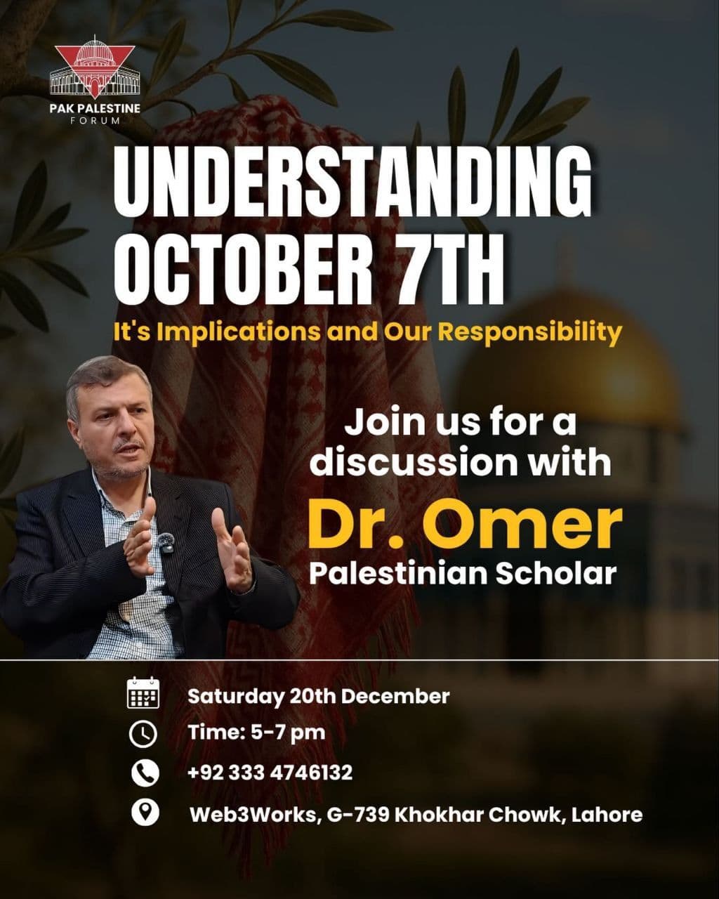 Join us for a discussion with Dr. Omer Palestinian Scholar