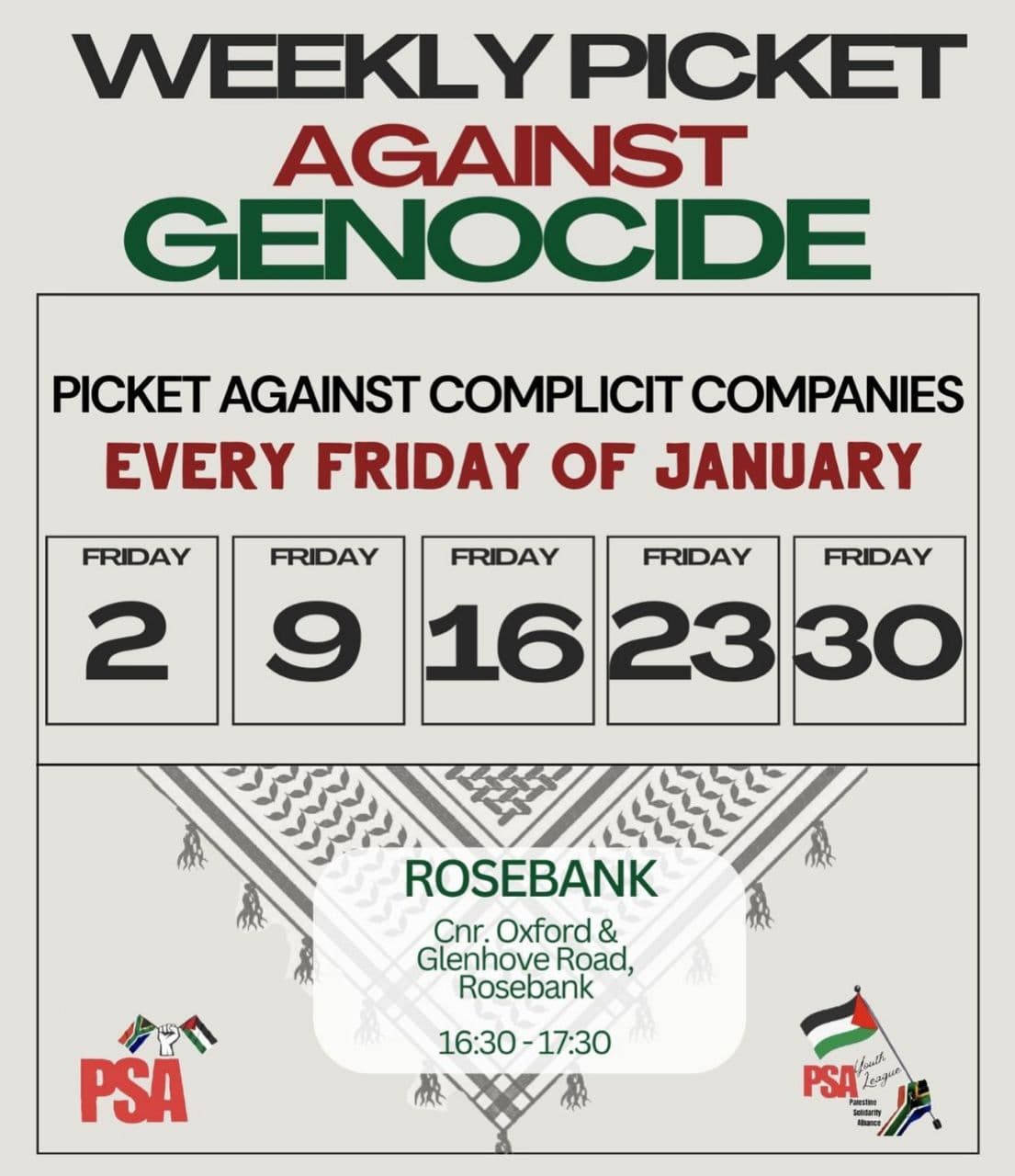 WEEKLY PICKET AGAINST GENOCIDE