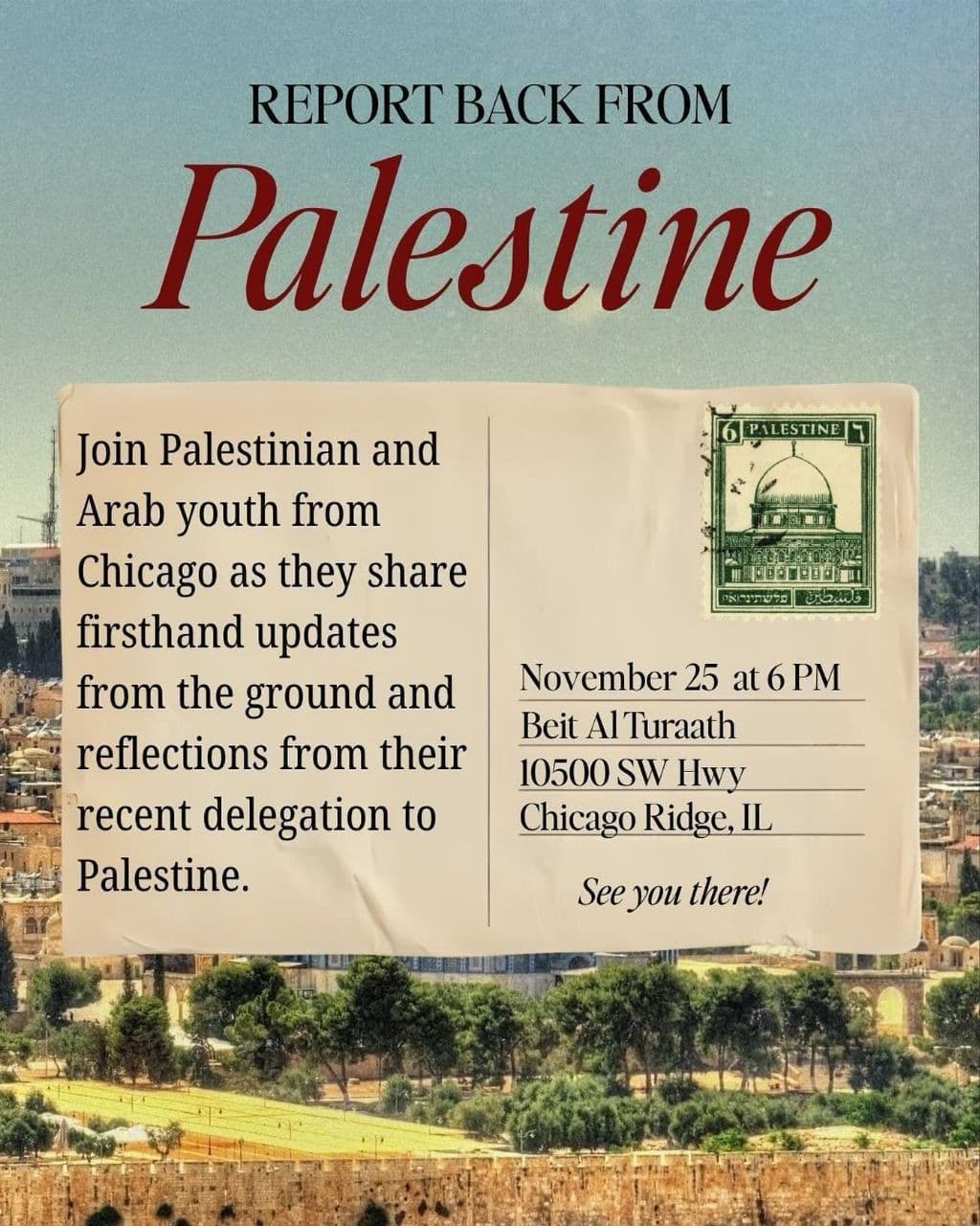 REPORT BACK FROM Palestine